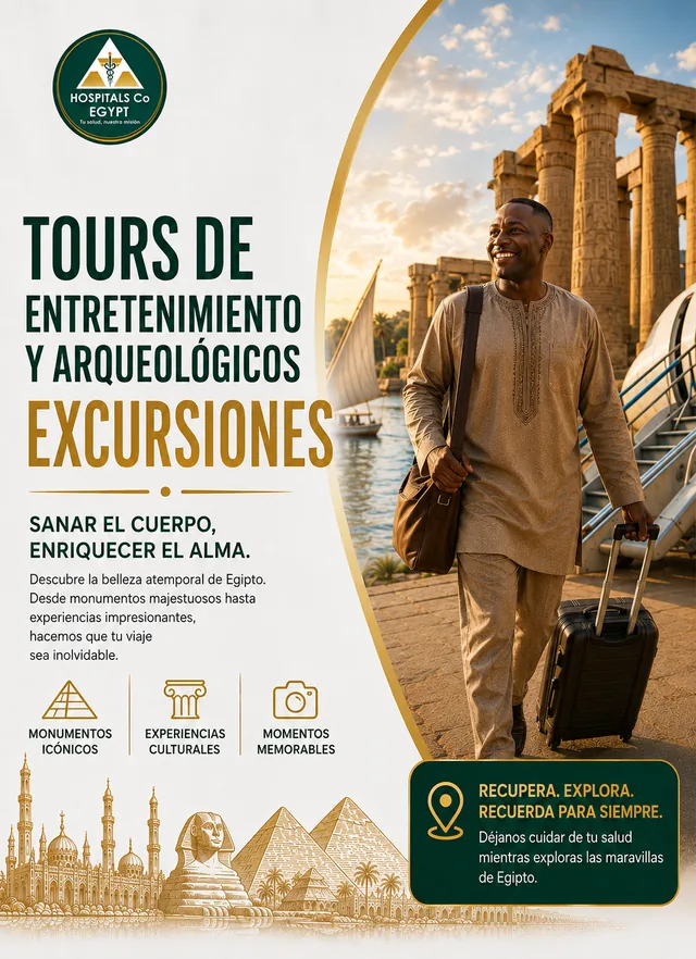 Un paciente recuperado paseando entre las columnas de un templo al atardecer